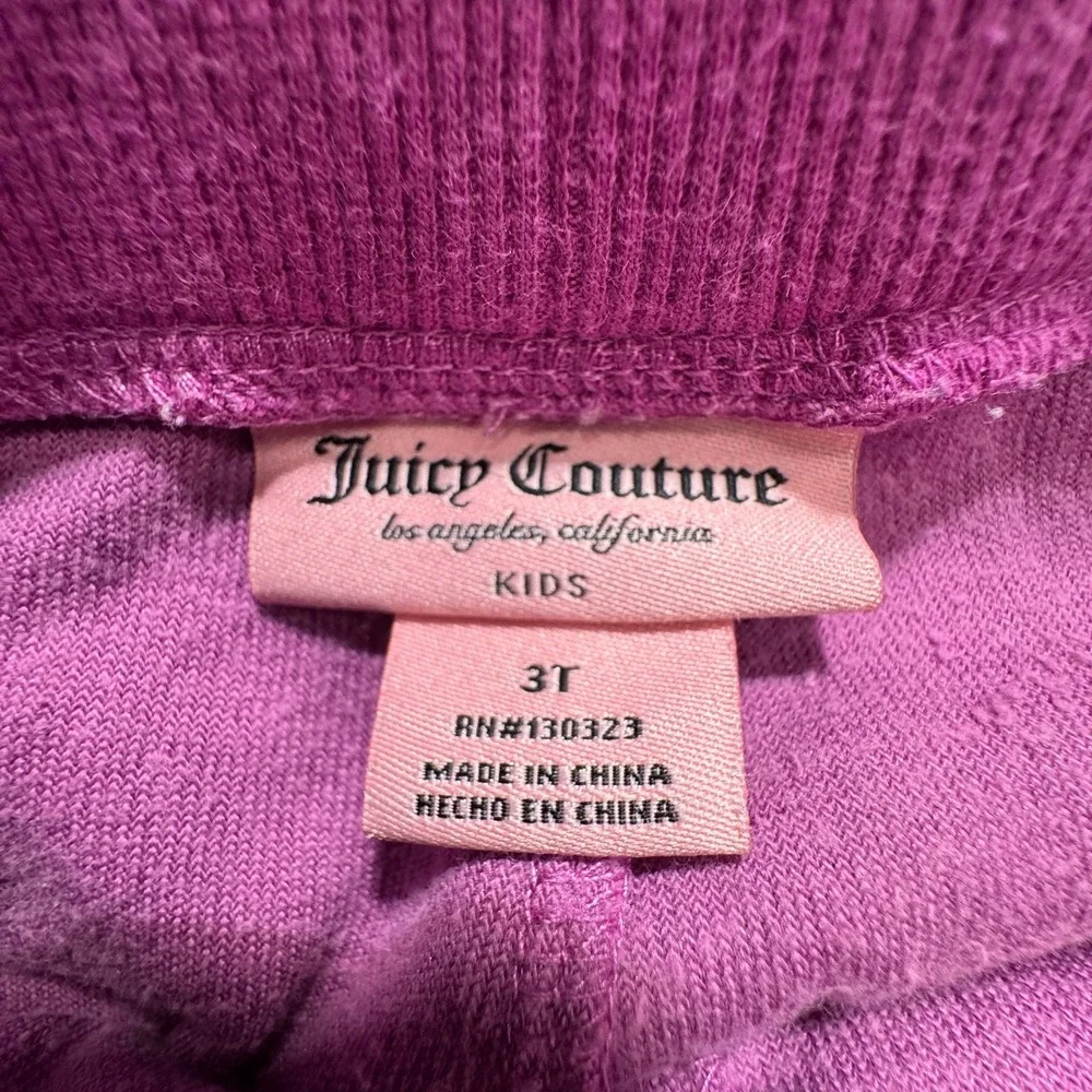 Juicy Couture Pants Girls 3T Pink Velour‎ Sweatpants Toddler Drawstring 9x13